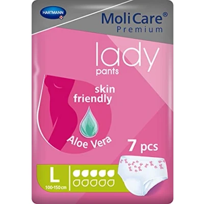 Afbeelding van MoliCare Premium lady pants, discreet bij incontinentie speciaal voor vrouwen, aloë vera, 5 drops, mt. L, 8x7 stuks