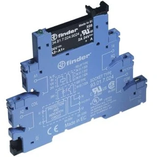 Afbeelding van Finder interfacerelais voet relais schroefaansluiting 6 2 mm solid state 1 maakcontact 2a 240vac aansluitspanning 24 vdc 38 81 7 024 8240