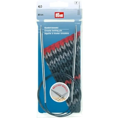 Afbeelding van Prym Rundstricknadeln MS 80 cm 4,00 mm silberfarbig Ferri da Maglia circolari, Ottone, Argento, 4,0
