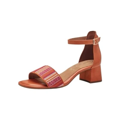 Afbeelding van Tamaris Comfort Sandalen met enkelbandjes, Dames, Maat: 38, Orange comb Leer