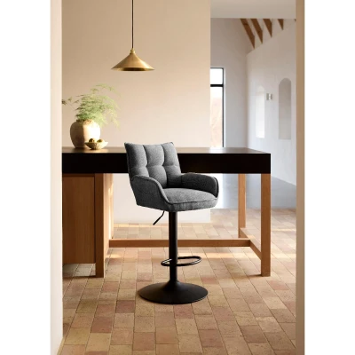 Afbeelding van Nordic Home Janna verstelbare barstoel grijs Stof