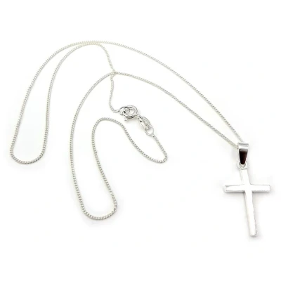 Afbeelding van zilveren ketting met kruisje