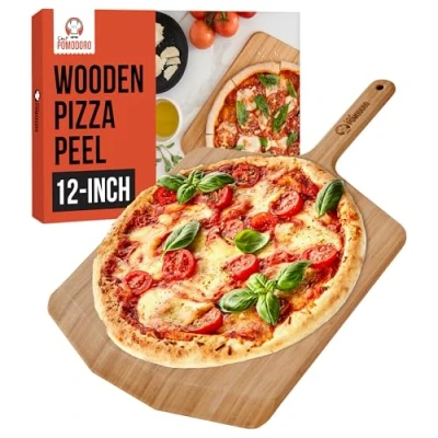 Afbeelding van Chef Pomodoro Pizzaschil 30,5 cm, lichtgewicht bamboe pizzapedel en pizzaplank voor het bakken van zelfgemaakte pizza brood, houten pizzaschillen, pizzaovenaccessoires.