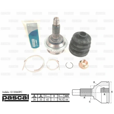 Afbeelding van Homokineet reparatie set, aandrijfas PASCAL G13060PC
