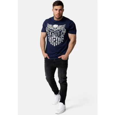 Afbeelding van Tapout Normale Passform Westlake Tshirt print, Heren, Maat: Large, Navy white