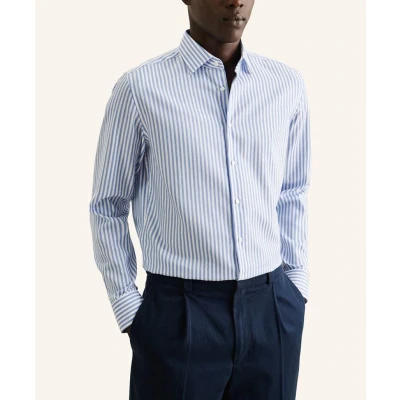 Afbeelding van Seidensticker Overhemd Strepen Slim Fit Blauw 42
