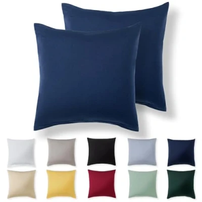 Afbeelding van Alreya kussensloop 65 x cm (set van 2) blauw 100% jersey katoen voor kussen cm, hoofdkussenslopen, superzachte kussenslopen met ritssluiting