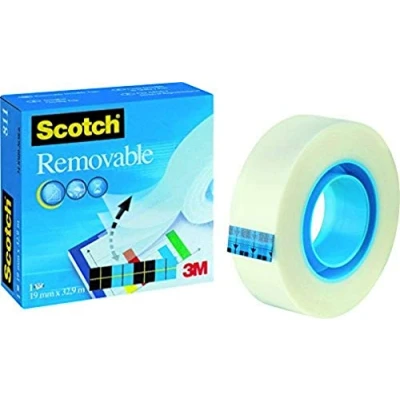 Afbeelding van Scotch Verwijderbaar plakband, 1 rol mat 19 mm x 32,9 m. Verwijderbaar, onzichtbaar, beschrijfbaar en schaduwvrij kopieerbaar