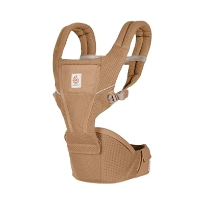 Afbeelding van Ergobaby Alta Hip Seat draagzak met heupzitje voor baby&#039;s en peuters vanaf 4 maanden (5,5 kg 20,4 kg), heupzitdrager SoftFlex Mesh, Camel Brown