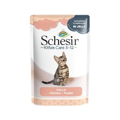 Afbeelding van Schesir Maaltijdzakjes Kitten In Gelei Kattenvoer Kipfilet 85 g
