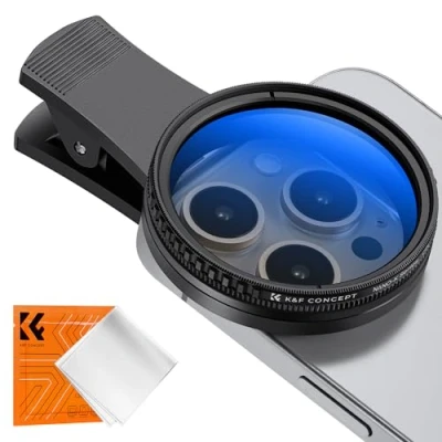 Afbeelding van K&amp;F Concept 52mm Clip on Polariserend Circulair Telefoonfilter, CPL Filter voor Mobiele Telefoon Lens met Compatibel iPhone 15 Pro Max 14 13 12 11