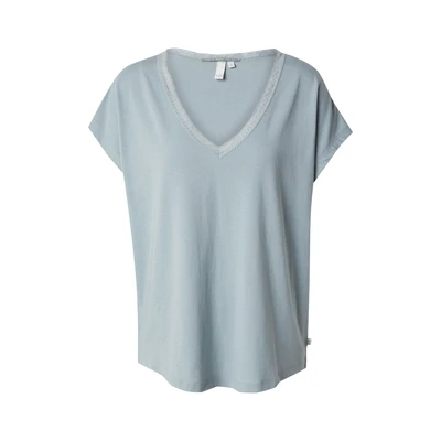 Afbeelding van QS VAN MIX MET Randje Tshirt print, Dames, Maat: XL, Salbeigrün