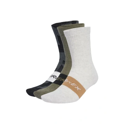Afbeelding van Adidas Terrex 3 PACK Sportsokken Black olive strata white, Maat: 34 36, white