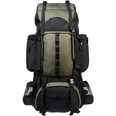 Afbeelding van Amazon Basics Wandelrugzak, met binnenframe en regenhoes, 75 liter, groen