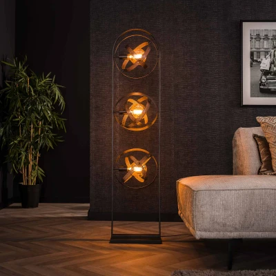 Afbeelding van Fraaai Luna vloerlamp 3L zwart Metaal
