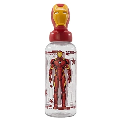Afbeelding van Stor Iron Man Herbruikbare waterfles voor jongens en meisjes, van kunststof, met 3D figuursluiting, inhoud 560 ml