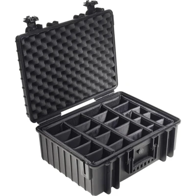 Afbeelding van B&amp;W Transportkoffer voor buiten, type 6600, zwart, met variabele vakindeling, trolleykoffer, ideaal als handbagage, waterdicht conform IP67 certificering, stofdicht, onbreekbaar en onverwoestbaar