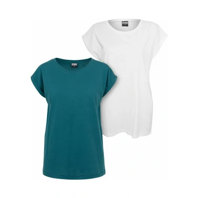 Afbeelding van Urban Classics Extended Shoulder 2PACK Tshirt basic, Dames, Maat: XS, Teal white