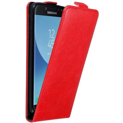 Afbeelding van Cadorabo Hoesje geschikt voor Samsung Galaxy J7 2017 in APPEL ROOD Beschermhoes Flip Case Cover magnetische sluiting