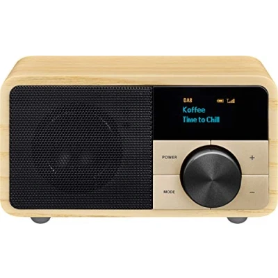 Afbeelding van Sangean DDR 7 Natural Wood mini DAB+/FM radio met bluetooth en aux licht hout