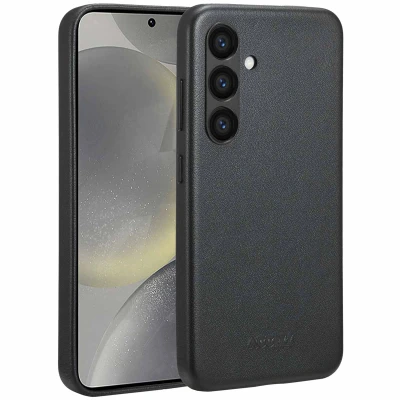Afbeelding van Samsung Galaxy S24 MagSafe Hoesje Echt leder Accezz Backcover Zwart Telefoonhoesje
