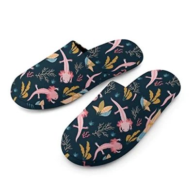 Afbeelding van Leuke Axolotls Vrouwen Katoenen Slippers Memory Foam Gezellige Huis Schoenen Met Antislip Zool