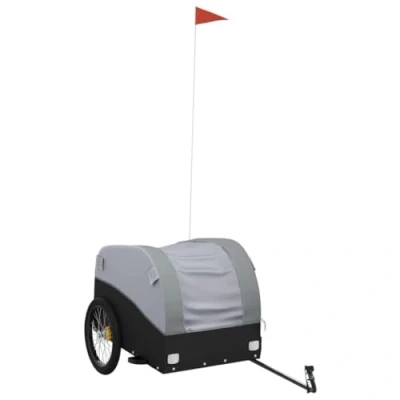 Afbeelding van vidaXL Fietstrailer 45 kg ijzer zwart en grijs
