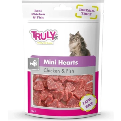 Afbeelding van 20x Truly Cat Snacks Mini Hearts Kip &amp; Vis 50 gr
