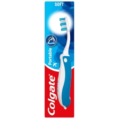 Afbeelding van Colgate Draagbare tandenborstel, reizen tandenborstel vouwen voor reizen, volwassen met zachte haren, multipack, 4 stuks