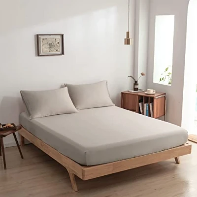 Afbeelding van Boomba Bamboo Premium Hoeslaken 400TC taupe 100% natuurlijk bamboe 200x220x35