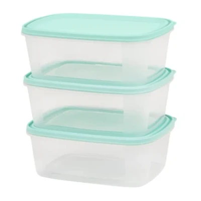 Afbeelding van Checkmart stapelbare luchtdichte voedselcontainers met deksels, 2 liter, BPA vrij, 3 pack