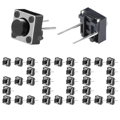 Afbeelding van 200 stuks Tact Button Schakelaars 6 x 5 mm PCB Momentary Tactile Drukknop Schakelaar SPST Miniatuur/Mini/Micro/Small (2 pins)