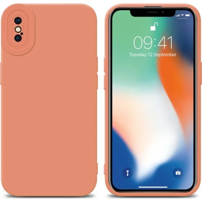 Afbeelding van Cadorabo Hoesje geschikt voor Apple iPhone XS MAX in FLUID LICHT ORANJE Beschermhoes TPU silicone Cover Case