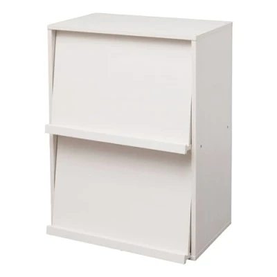 Afbeelding van Iris Ohyama, Opbergkast met 2 vouwdeuren / Houten kast Kantelbaar Opbergkast, In hoogte verstelbare plank 3,2 cm, Kantoor, Woonkamer Flap Rack CHR Witte eik