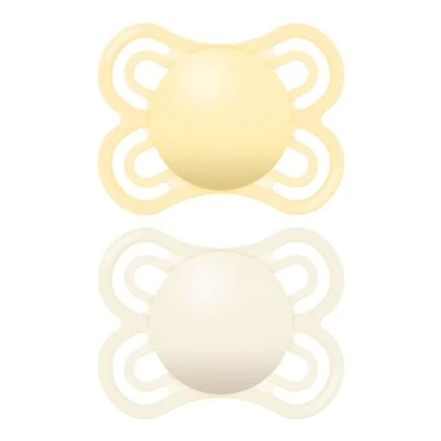 Afbeelding van MAM Perfect S196 fopspeen set met extra fijne en flexibele zuiger van SkinSoftTM siliconen, ultrazacht voor baby&#039;s 0+ maanden, neutraal (2 stuks) autosteriliseerbox