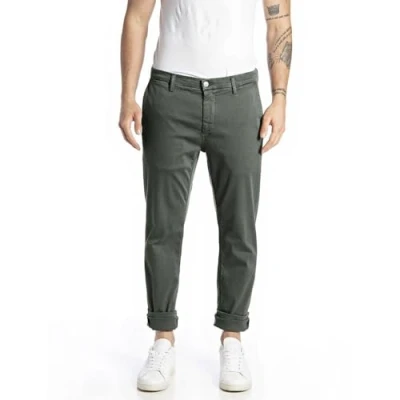 Afbeelding van Replay Heren chino Zeumar Slim Fit Hyperflex X Lite met stretch, Military Green 030 1, 30W / 34L