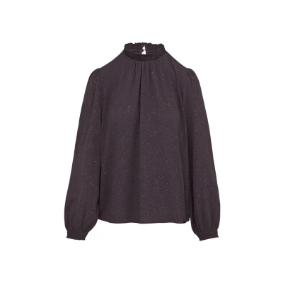 Afbeelding van QS Leicht Strukturierte MIT Gemocktem Stehkragen Blouse, Dames, Maat: 34, Aubergine