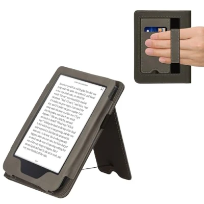 Afbeelding van kwmobile e reader hoesje compatibel met Kobo Clara 2E Ereader case van kunstleer Magnolia in grijs