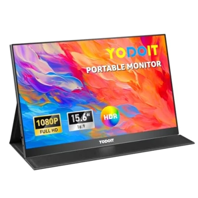 Afbeelding van Yodoit Draagbare Monitor 15.6&quot; 1920x1080 FHD Scherm IPS Display met USB Type C/Mini HDMI Poort en Ingebouwde Luidsprekers, Smart Cover, Compatibel PC, Laptop, MacBook, PS 3/4/5, Xbox