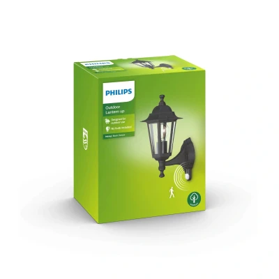 Afbeelding van Philips Peking buitenwandlamp zwart met sensor