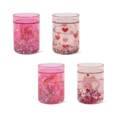 Afbeelding van Konges Sløjd 4 Pack Glitter Drinkbekers Pink Mix