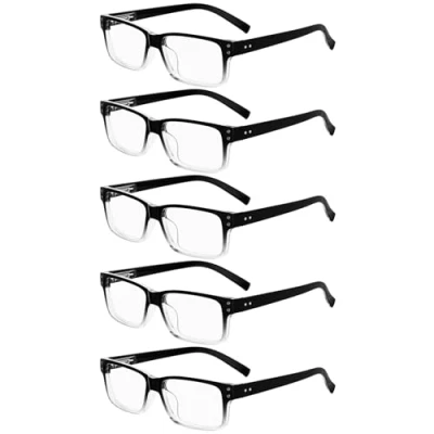 Afbeelding van Eyekepper Mannen Vintage Lezen Brillen 5 Stuks Leesbrillen voor Heren Dames Zwart Transparant Lijst +1.75