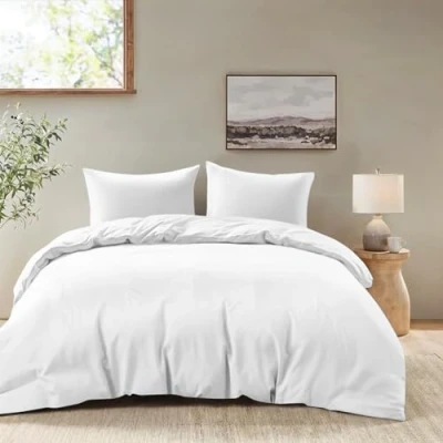 Afbeelding van Dreamzie Dekbedovertrek 200x220 cm met 2 kussenslopen 80x80 Wit volwassen bedset van 100 procent microvezel gecertificeerd vrij chemicaliën (Oeko TEX)