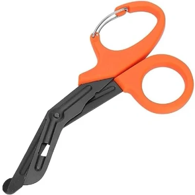 Afbeelding van INSGB Titanium verbandschaar EMT en medische schaar, heimelijk zwart gecoat voor verpleegkundigen, EHBO paramedici perfecte verpleegsterschaar eerste hulp, harde sneden (oranje, 19 cm)