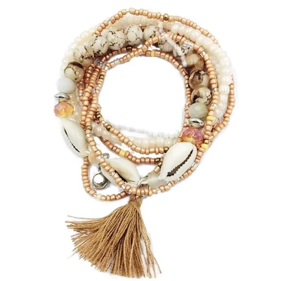 Afbeelding van Jomide Armbandjes Bohemen Shell Beige 7 stuks