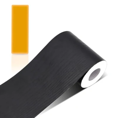 Afbeelding van ZTVOWTO Zelfklevende rand PVC kleur van de houtnerf schillen en stok waterdicht verwijderbaar behang sticker decoratie voor woonkamer badkamer keuken (zwart)