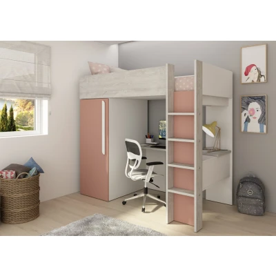 Afbeelding van Studio 1803 hoogslaper met bureau en kast 90x200 Oudroze/cascina