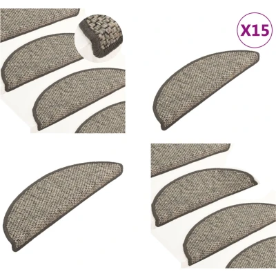 Afbeelding van Trapmatten zelfklevend 15st sisal look 65x21x4cm antracietkleur