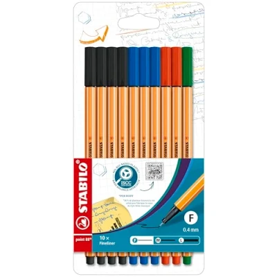 Afbeelding van Fineliner STABILO point 88/10 Office fijn assorti etui à 10 stuks