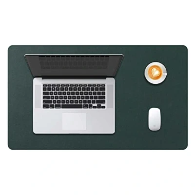 Afbeelding van DOBAOJIA Bureaulegger, Bureau Pad, Blotter, Schrijven Muis en Toetsenbord Uitgebreide Mat, Onderlegger XL, PU leer waterdicht + suède antisli 60 x 35cm (Donkergroen)
